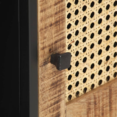 vidaXL TV Cabinet 90x30x40 cm Rough Mango Wood and Natural Cane