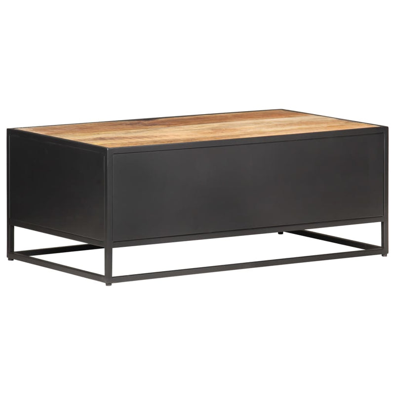 vidaXL Coffee Table 90x50x35 cm Rough Mango Wood and Natural Cane