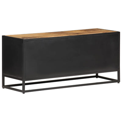 vidaXL TV Cabinet 90x30x40 cm Rough Mango Wood and Natural Cane