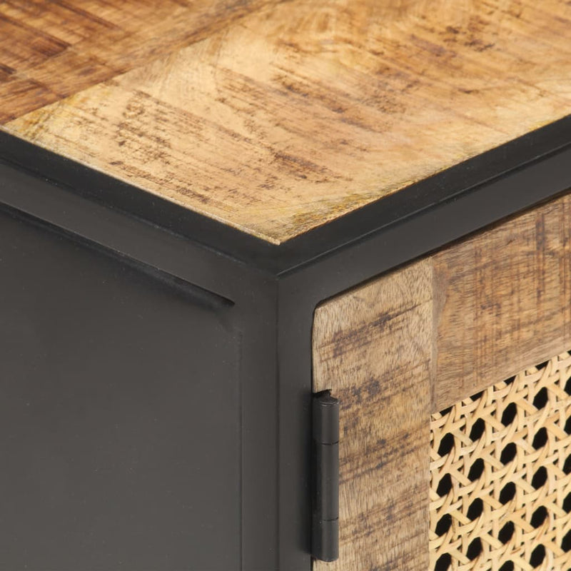 vidaXL TV Cabinet 90x30x40 cm Rough Mango Wood and Natural Cane