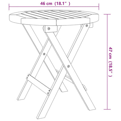 vidaXL Folding Garden Table White Ø 46 cm Solid Wood Acacia