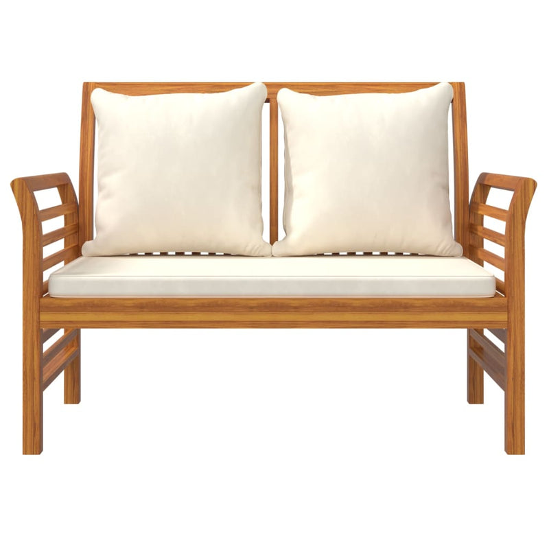 vidaXL Sofa Bench with Cream White Cushions Solid Wood Acacia