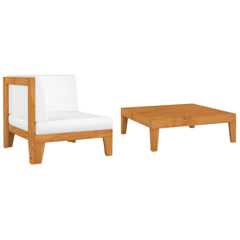 vidaXL 2 Piece Garden Lounge Set with Cushions Solid Acacia Wood