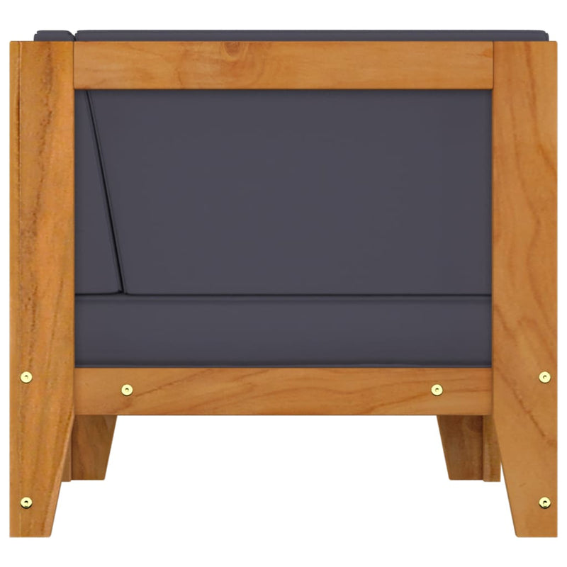 vidaXL Sectional Corner Sofa and Dark Grey Cushions Solid Acacia Wood