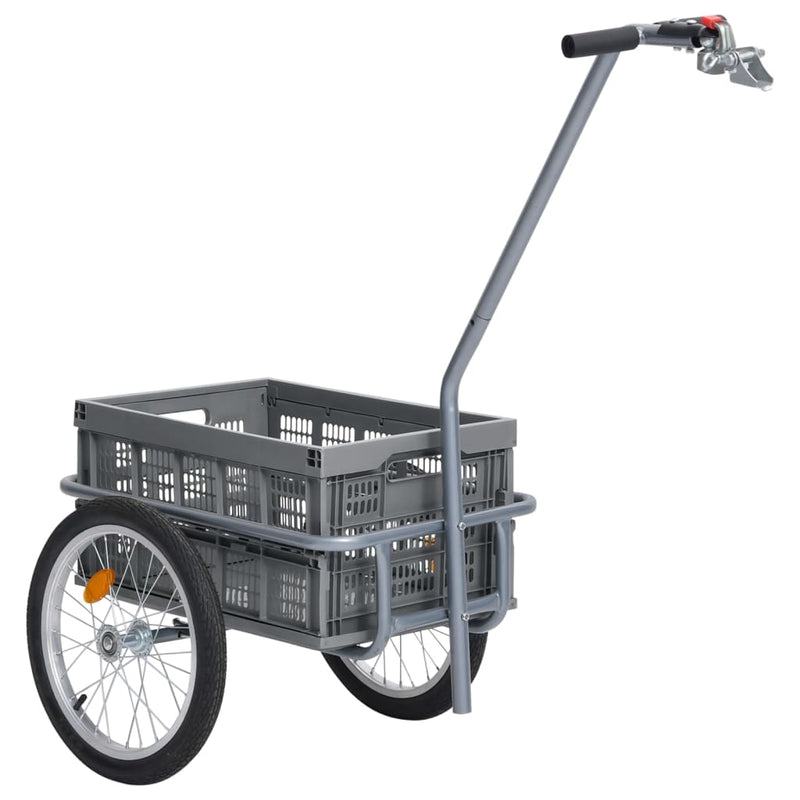 vidaXL Bicycle Cargo Trailer with 50 L Foldable Transportbox Grey 150 kg