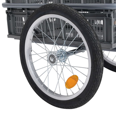 vidaXL Bicycle Cargo Trailer with 50 L Foldable Transportbox Grey 150 kg