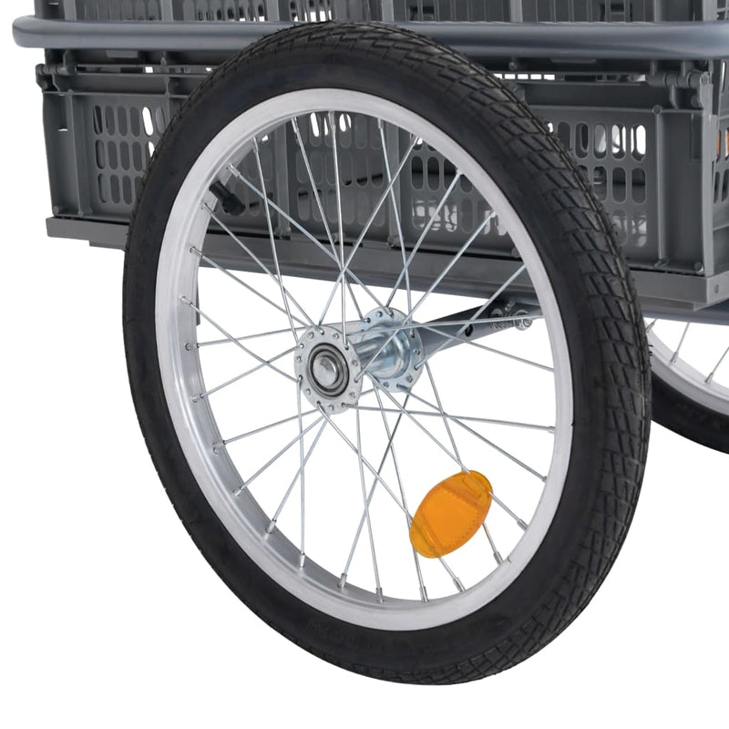 vidaXL Bicycle Cargo Trailer with 50 L Foldable Transportbox Grey 150 kg