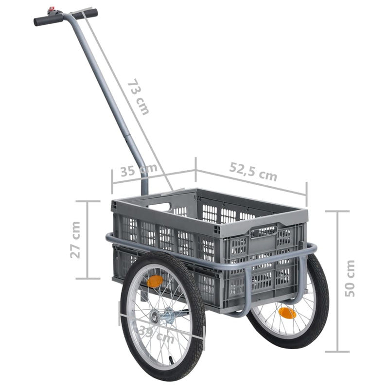 vidaXL Bicycle Cargo Trailer with 50 L Foldable Transportbox Grey 150 kg
