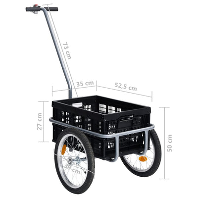 vidaXL Bike Trailer with 50 L Foldable Transportbox Black 60 kg