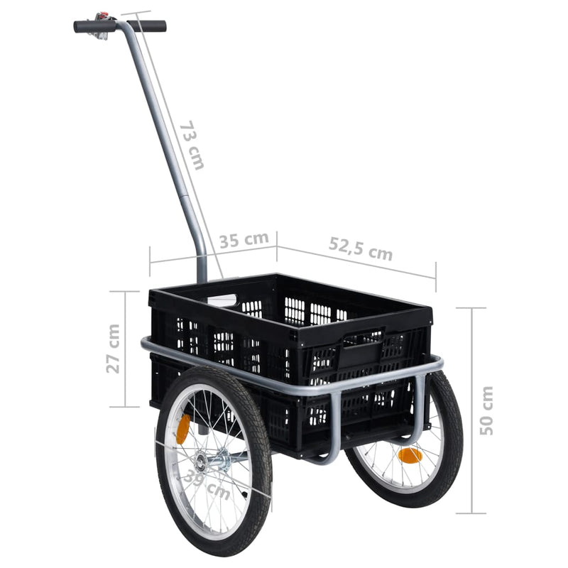 vidaXL Bike Trailer with 50 L Foldable Transportbox Black 60 kg
