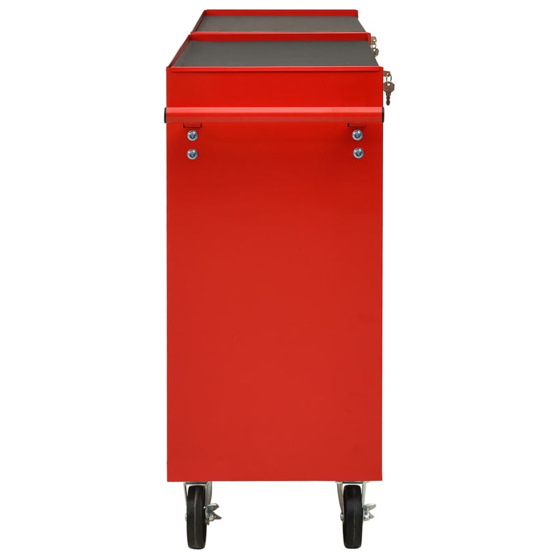 vidaXL Tool Trolley with 10 Drawers Steel Red