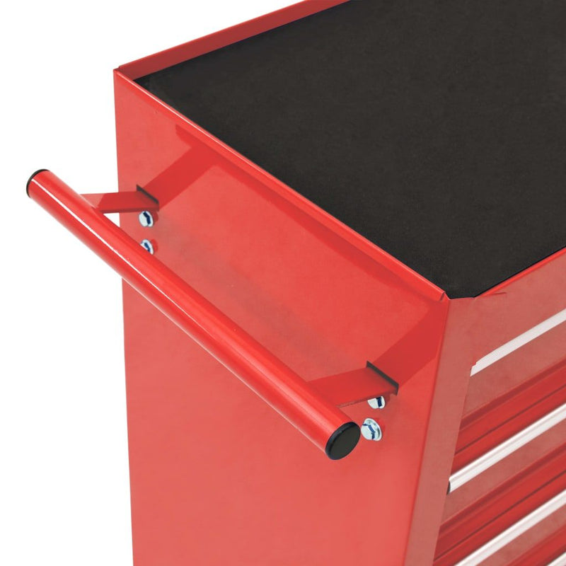 vidaXL Tool Trolley with 10 Drawers Steel Red