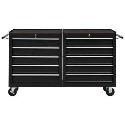 vidaXL Tool Trolley with 10 Drawers Steel Red