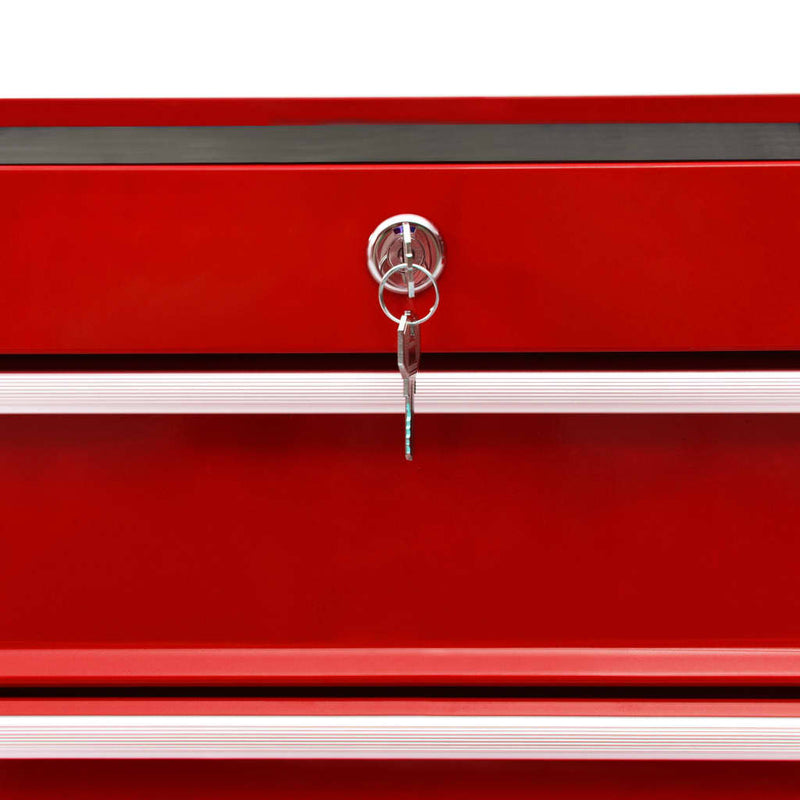 vidaXL Tool Trolley with 15 Drawers Steel Red