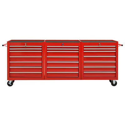 vidaXL Tool Trolley with 21 Drawers Steel Red