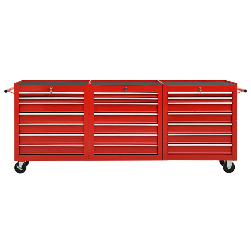 vidaXL Tool Trolley with 21 Drawers Steel Red