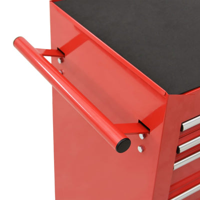 vidaXL Tool Trolley with 21 Drawers Steel Red
