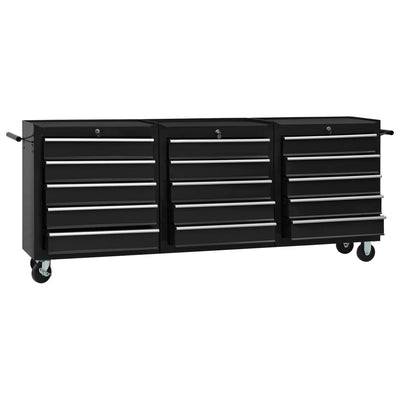 vidaXL Tool Trolley with 15 Drawers Steel Red