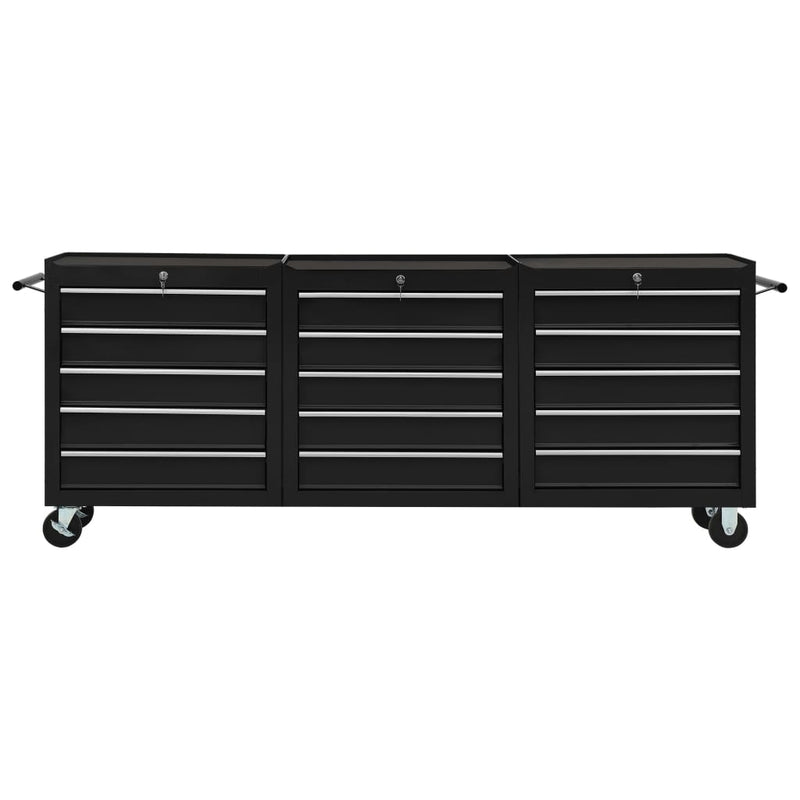 vidaXL Tool Trolley with 15 Drawers Steel Red