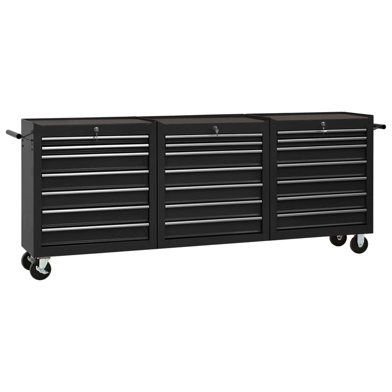vidaXL Tool Trolley with 21 Drawers Steel Red
