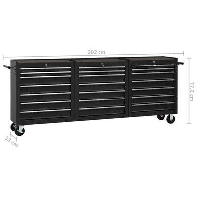 vidaXL Tool Trolley with 21 Drawers Steel Red
