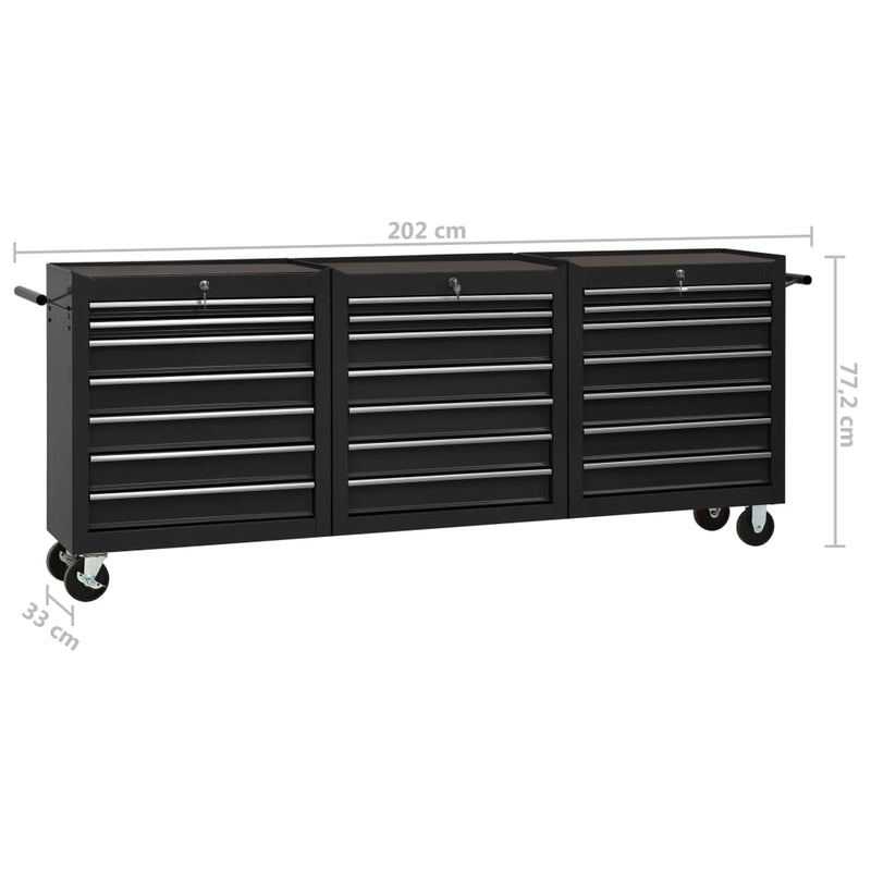 vidaXL Tool Trolley with 21 Drawers Steel Red