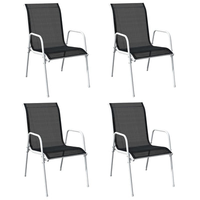 vidaXL Stackable Garden Chairs 4 pcs Steel and Textilene Black