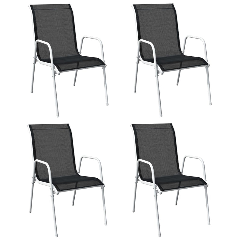vidaXL Stackable Garden Chairs 4 pcs Steel and Textilene Black