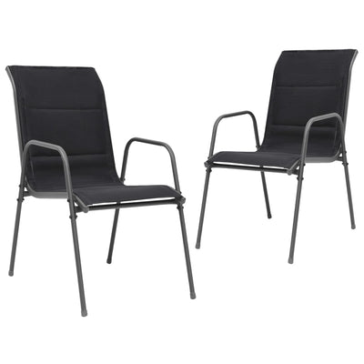 vidaXL Stackable Garden Chairs 2 pcs Steel and Textilene Black