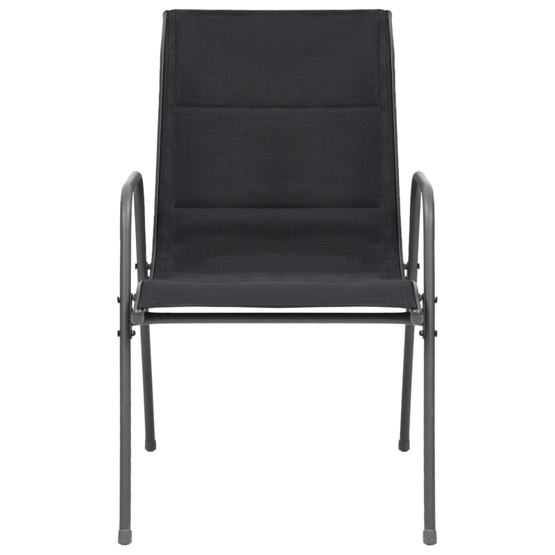 vidaXL Stackable Garden Chairs 2 pcs Steel and Textilene Black