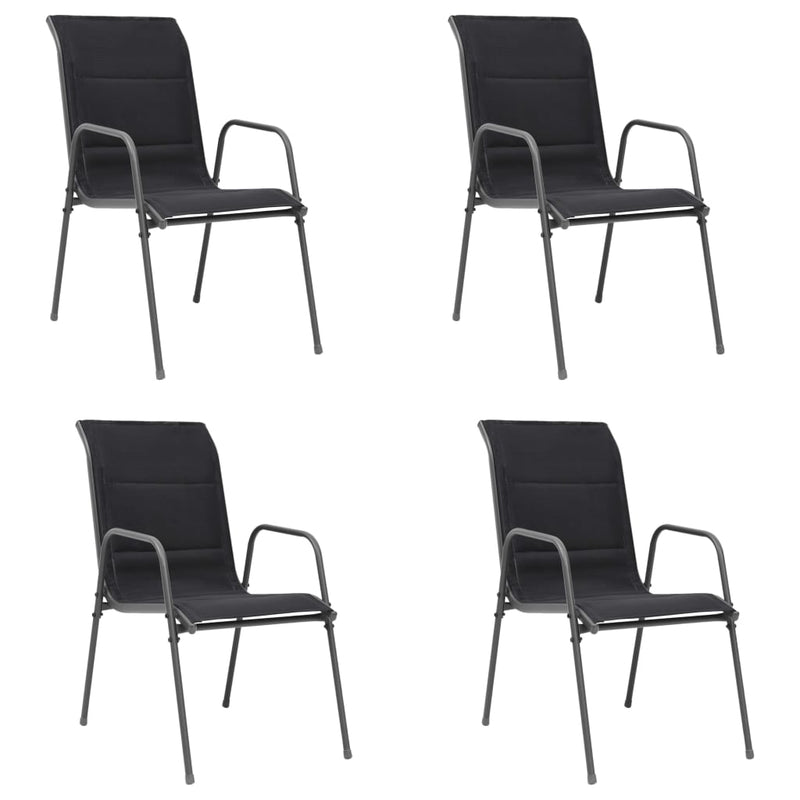 vidaXL Stackable Garden Chairs 2 pcs Steel and Textilene Black