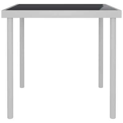 vidaXL Outdoor Dining Table Light Grey 80x80x72 cm Glass and Steel