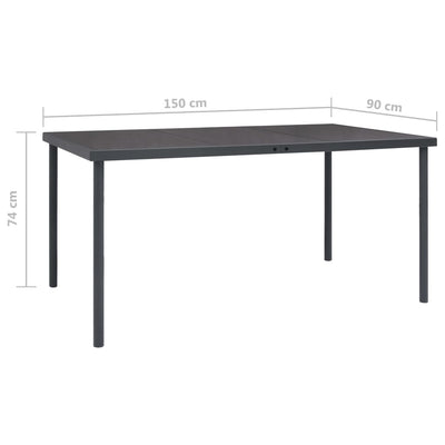 vidaXL Outdoor Dining Table Anthracite 150x90x74 cm Steel