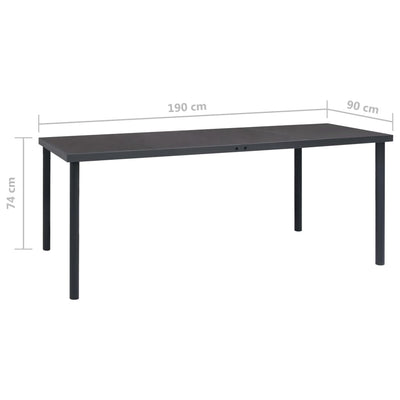 vidaXL Outdoor Dining Table Anthracite 190x90x74 cm Steel