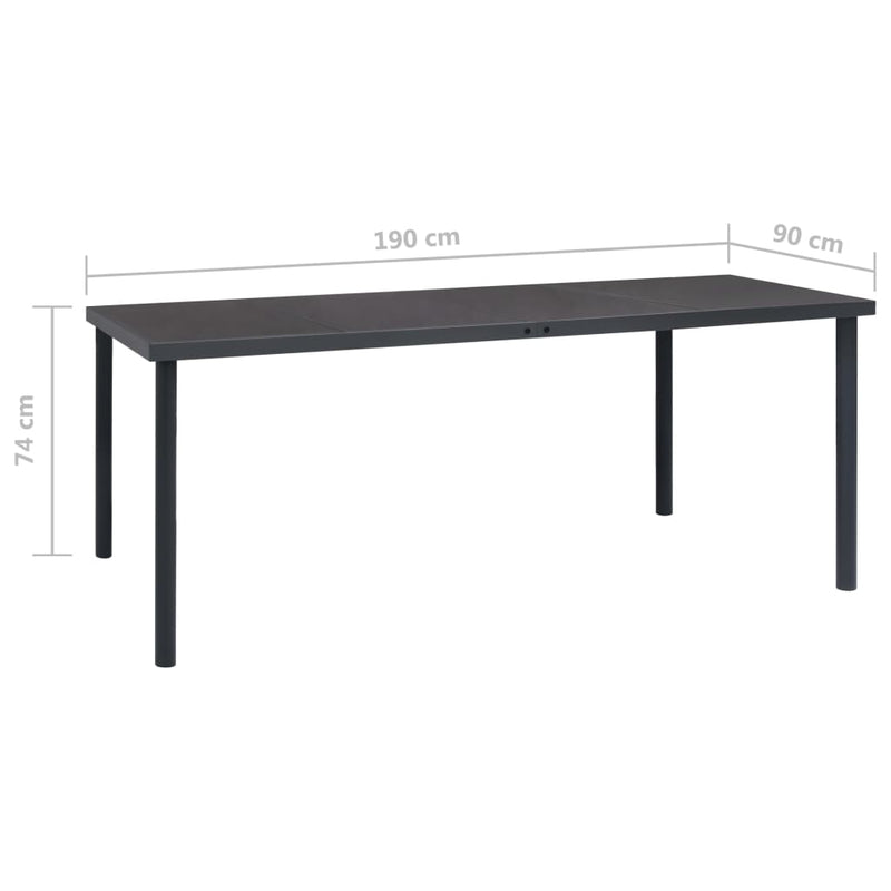 vidaXL Outdoor Dining Table Anthracite 190x90x74 cm Steel