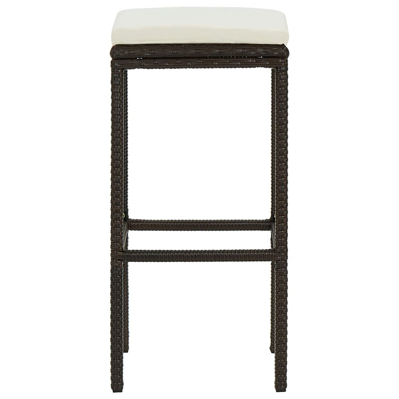 vidaXL Bar Stools with Cushions 2 pcs Black Poly Rattan