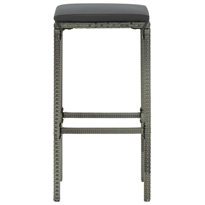 vidaXL Bar Stools with Cushions 2 pcs Black Poly Rattan