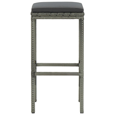 vidaXL Bar Stools with Cushions 2 pcs Black Poly Rattan