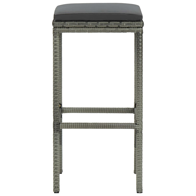 vidaXL Bar Stools with Cushions 2 pcs Black Poly Rattan