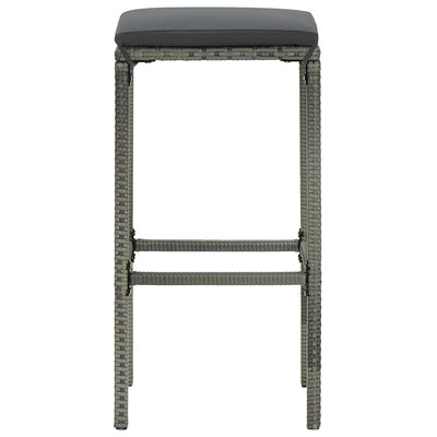 vidaXL Bar Stools with Cushions 4 pcs Black Poly Rattan