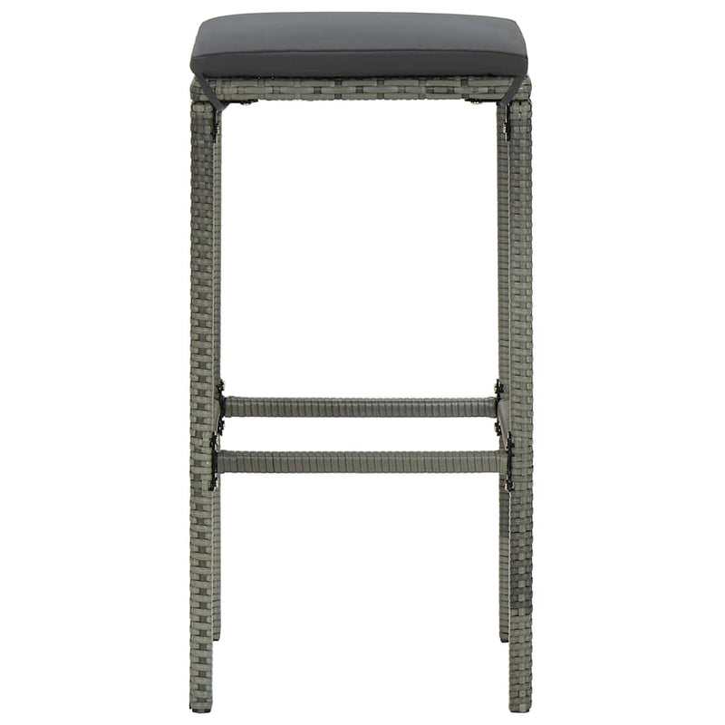 vidaXL Bar Stools with Cushions 4 pcs Black Poly Rattan