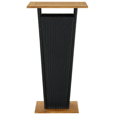 vidaXL Bar Table Black 60x60x110 cm Poly Rattan and Solid Acacia Wood