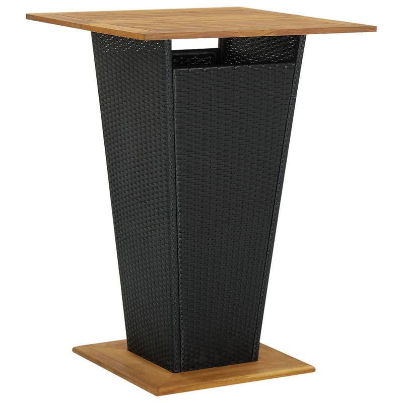 vidaXL Bar Table Black 60x60x110 cm Poly Rattan and Solid Acacia Wood