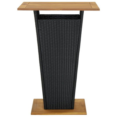 vidaXL Bar Table Black 60x60x110 cm Poly Rattan and Solid Acacia Wood