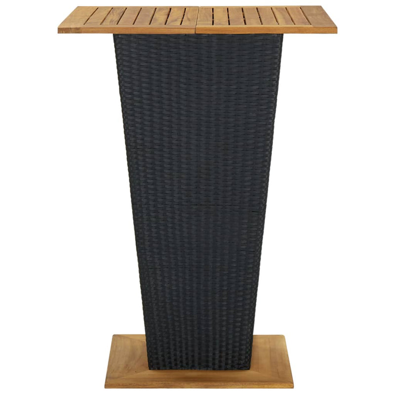 vidaXL Bar Table Black 60x60x110 cm Poly Rattan and Solid Acacia Wood