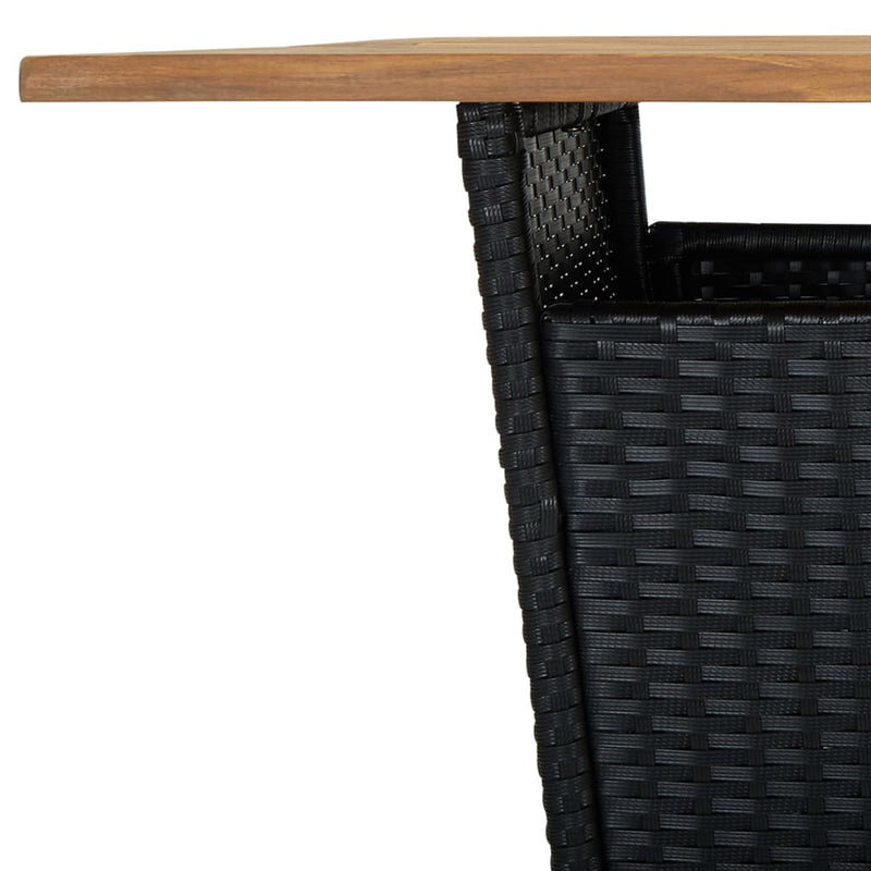 vidaXL Bar Table Black 60x60x110 cm Poly Rattan and Solid Acacia Wood