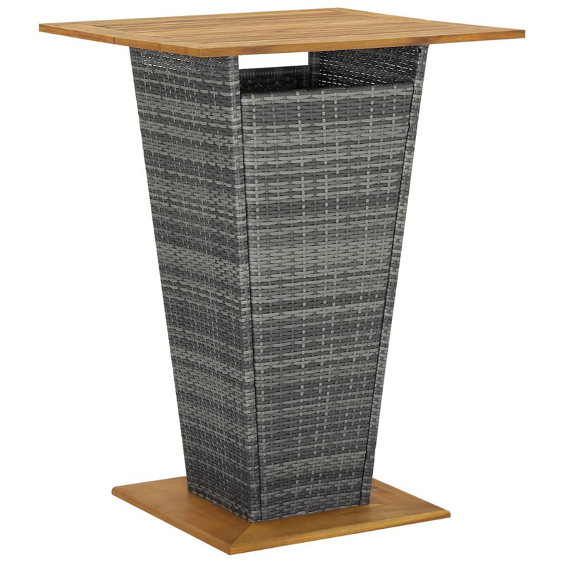 vidaXL Bar Table Black 60x60x110 cm Poly Rattan and Solid Acacia Wood