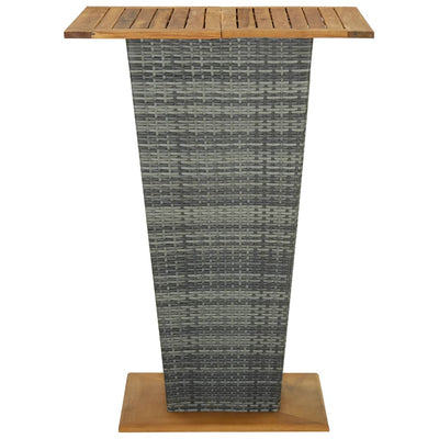 vidaXL Bar Table Black 60x60x110 cm Poly Rattan and Solid Acacia Wood