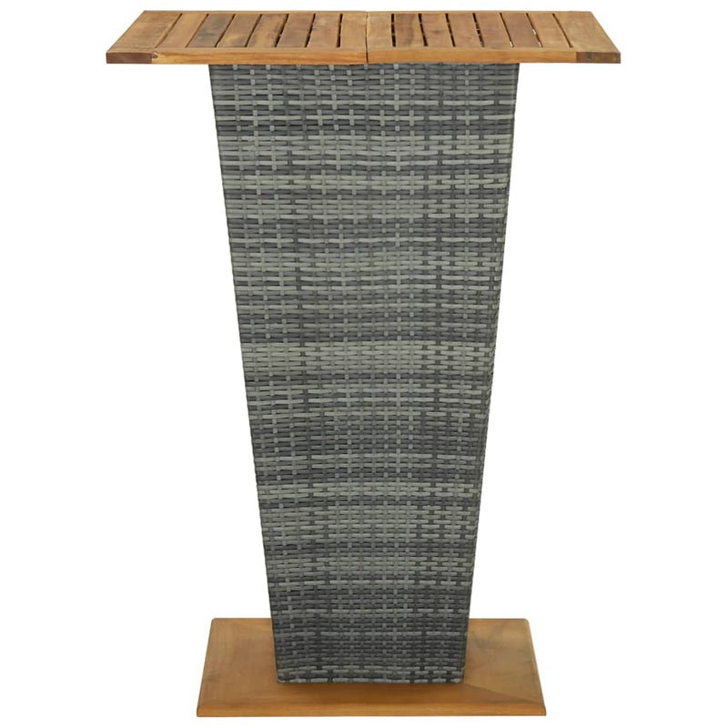 vidaXL Bar Table Black 60x60x110 cm Poly Rattan and Solid Acacia Wood