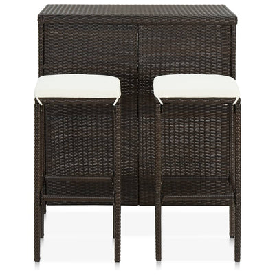 vidaXL 3 Piece Bar Set Poly Rattan Black